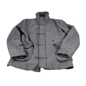 Volcom Scout Jacket Mens Large Gray Wool Military Button Front Lined Coat
